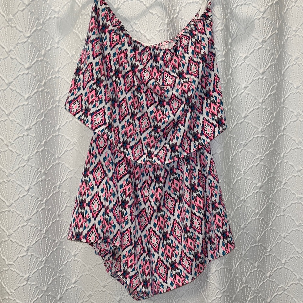 Honey Belle pink patterned sleeveless romper